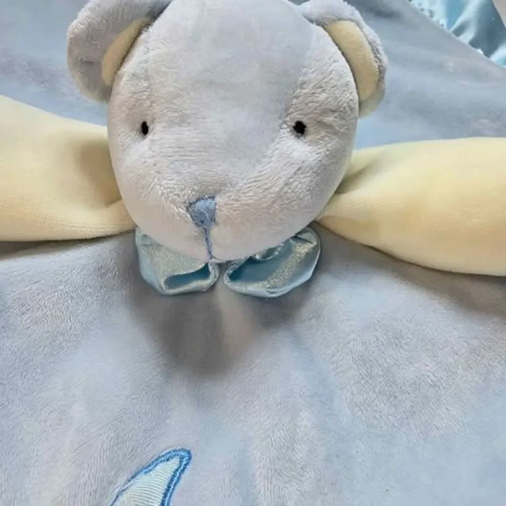 Blue bear lovey woobie security blanket 